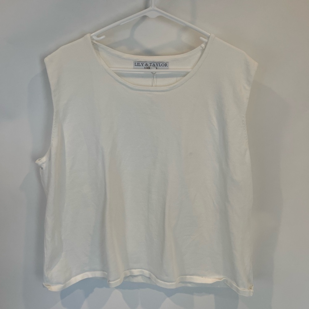 Lily & Taylor Sleeveless 3XL white Viscose Bl Tank